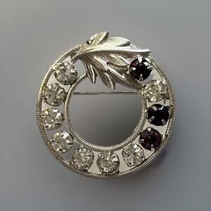 Beautiful Sterling Brooch with Amethyst And Clear CZ Stones.